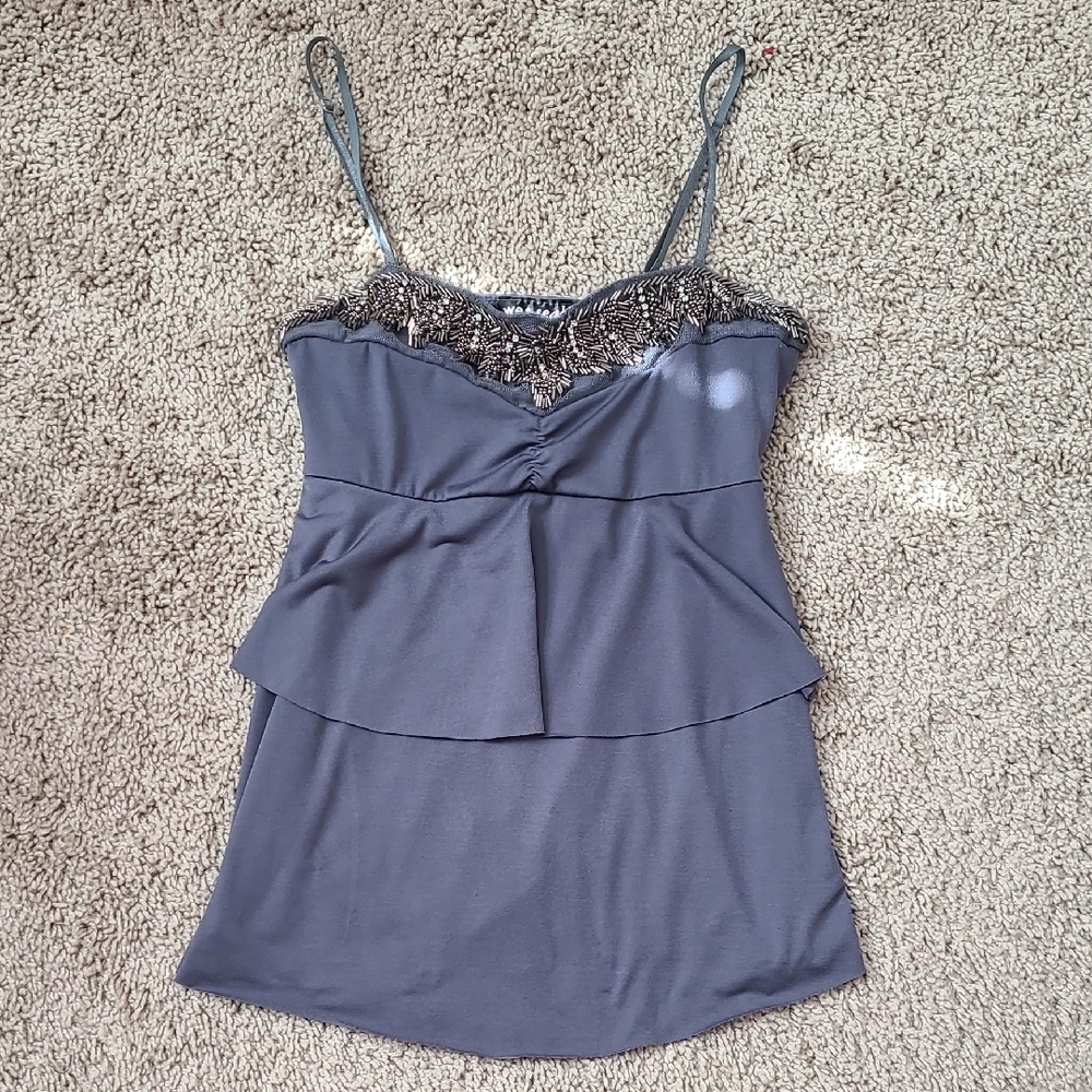 Wet Seal Gray Embellished Tiered Camisole - No Offers